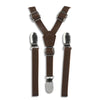 Weathered Coffee Skinny Faux Leather Suspenders