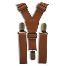  Cognac Faux Leather Suspenders