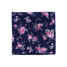  Navy & Pink Floral Pocket Square