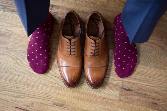 Burgundy with Pink Dots Socks