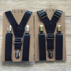 Black & Brown Faux Leather Suspenders with Silver Clips