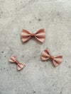 Blush Pink Burlap Bow Tie w/ Faux Leather Vintage Tan Center Strap