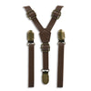 Weathered Coffee Skinny Faux Leather Suspenders