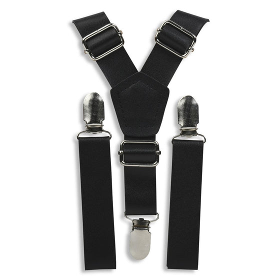Black Faux Leather Suspenders