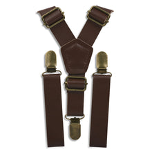  Coffee Brown Faux Leather Suspenders
