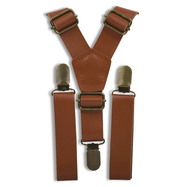 Cognac Leather Suspenders – Modesh Rigal