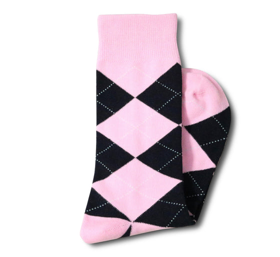 Pink and Black Argyle Socks