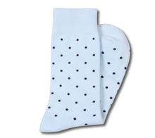  Light Blue Socks with Navy Polka Dots
