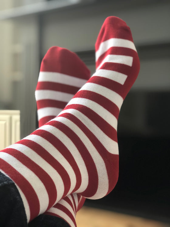 Red and White Striped Socks