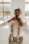 Rust, Orange and Bronze Floral. Perfect Match with Louis Pocket Square. Pictured with Rose Quartz Silk Pocket Square.