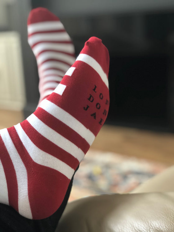 Red and White Striped Socks