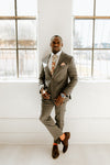 Rust, Orange and Bronze Floral. Perfect Match with Louis Pocket Square. Pictured with Rose Quartz Silk Pocket Square.