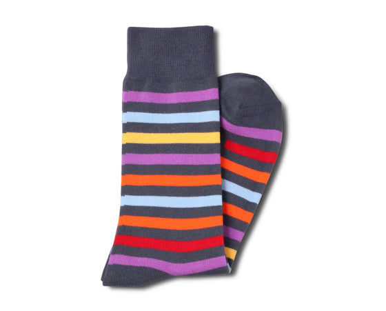 Charcoal with Multicolor Stripes