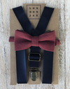 Black Suspenders with Garnet Bow Tie Set