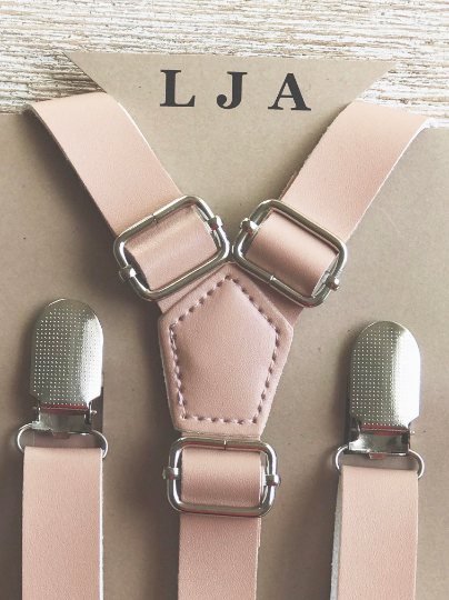 Blush Pink Faux Leather Suspenders