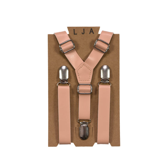 Blush Pink Faux Leather Suspenders