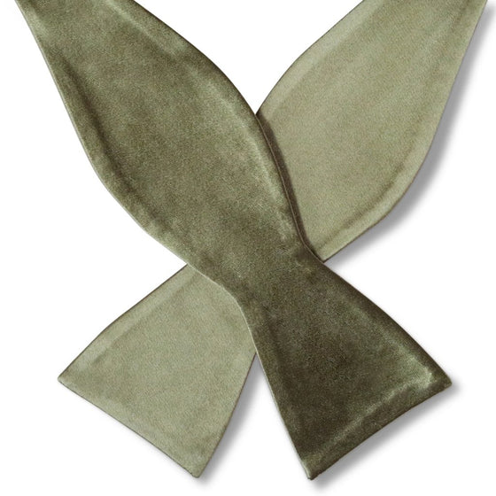 Boho Olive Green Silk Self-Tie Bow Tie