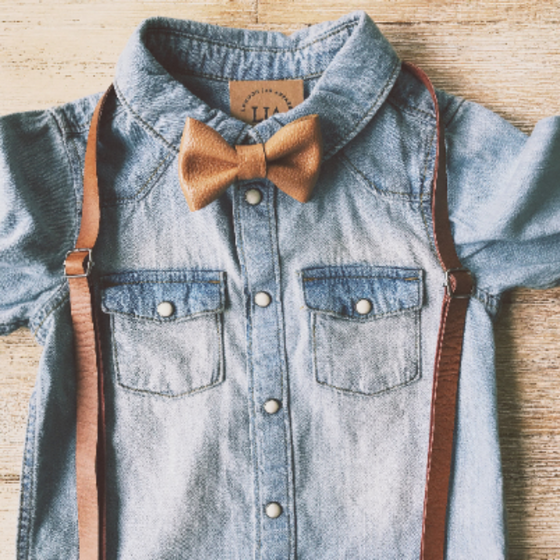 Butterscotch Faux Leather Bow Tie