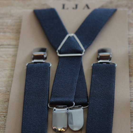 Charcoal Grey Elastic Suspenders