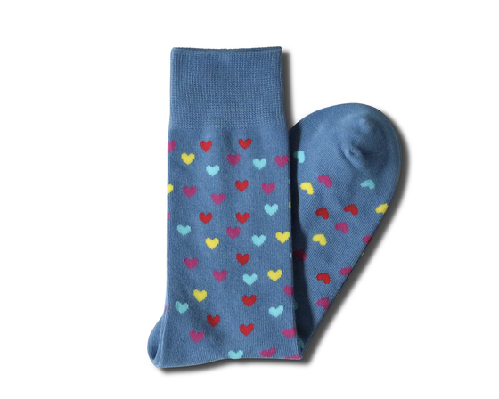 Dusty Blue With Hearts