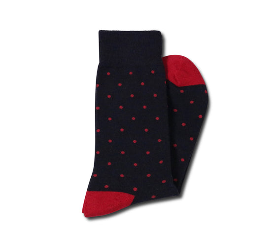 Navy with Wine Red Dots Socks