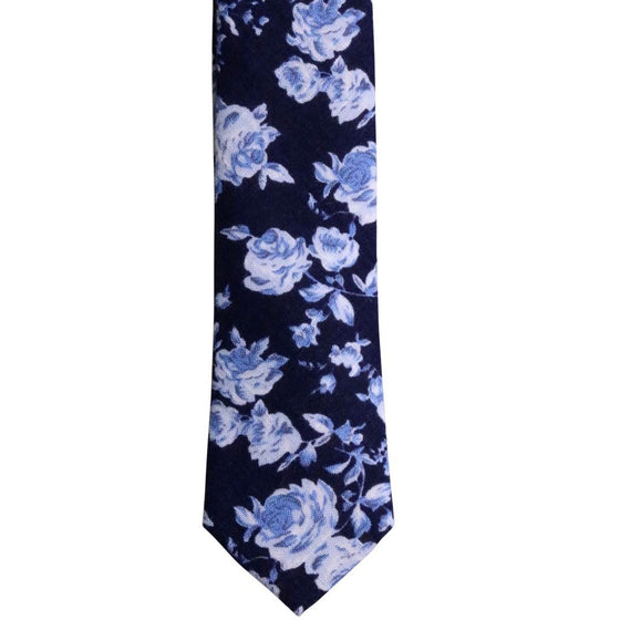 Navy and Light Blue Floral Neck Tie