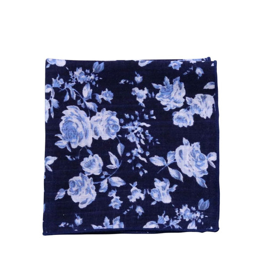 Navy & Light Blue Floral Pocket Square