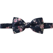  Navy & Pink Floral Bow Tie