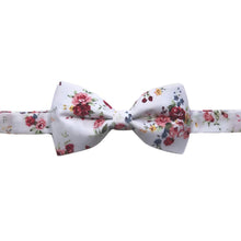  White & Wine Floral Bow Tie