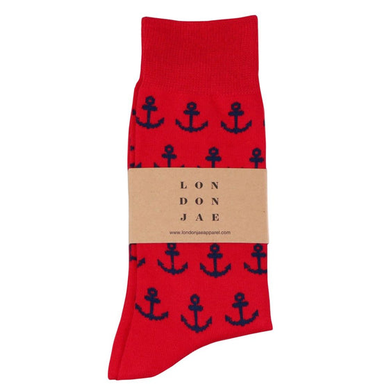 Red with Navy Anchors