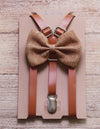 Skinny Caramel Suspenders with Honey Brown Bow Tie