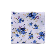  White & Blue Floral Pocket Square