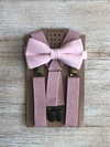 Petal Pink Bow Tie with Blush Suspender Set
