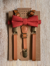 Caramel Skinny Suspenders with Sienna Orange Bow Tie