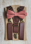 Desert Coral Bow Tie with Coffee Suspender Set