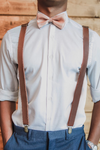 Desert Coral Bow Tie with Coffee Suspender Set