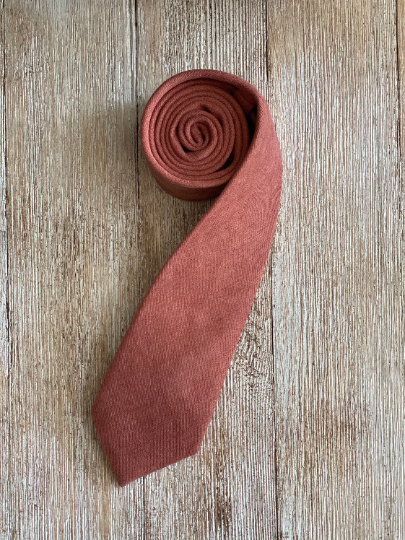 Desert Coral Bow Tie with Caramel Suspender Set