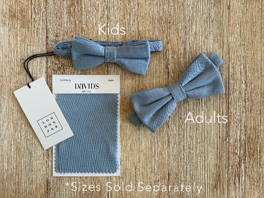 Dusty Blue Bow Tie with Caramel Suspender Set