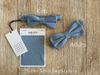 Dusty Blue Cotton Bow Tie with Vintage Tan Suspender Set