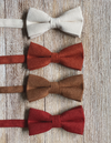 Skinny Caramel Suspenders with Ivory Bow Tie