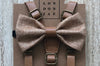 Honey Bow Tie with Vintage Tan Suspender Set