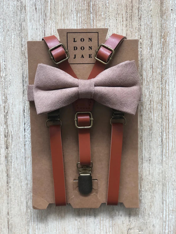 Taupe Linen Pre-Tied Bow Tie