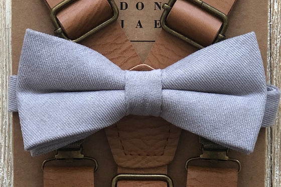 Light Grey Linen Pre-Tied Bow Tie