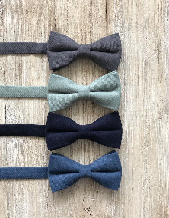 Dusty Sage Linen Pre-Tied Bow Tie with Vintage Tan Brown Faux Leather Suspenders
