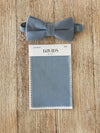 Weathered Coffee Skinny Suspenders & Dusty Blue Cotton Bow Tie Set