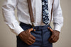 Marine Navy Bow Tie with Weathered Coffee Suspender Set