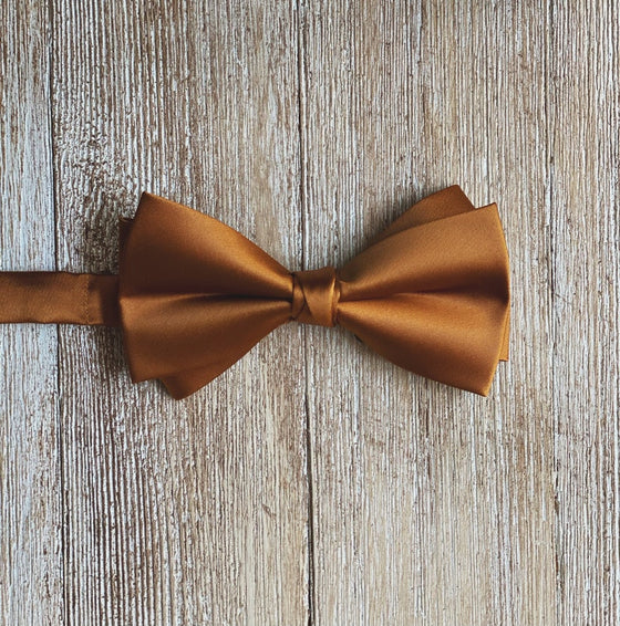Brown Skinny Suspenders & Rust Bronze Bow Tie Set