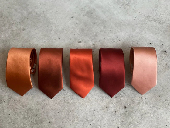 Bronze Silk Tie with Cognac Faux Leather Suspender Set