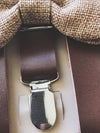 Coffee Suspenders with Wheat Brown Bow Tie