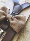 Coffee Suspenders with Wheat Brown Bow Tie